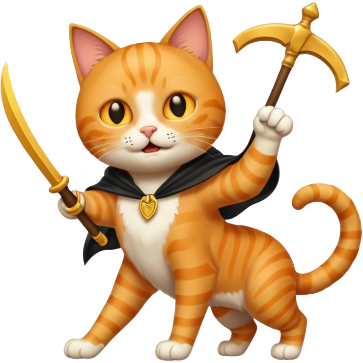 cat defeating grim reaper triumphantly emoji