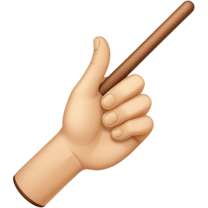 Hand holding Woodstick pointing emoji