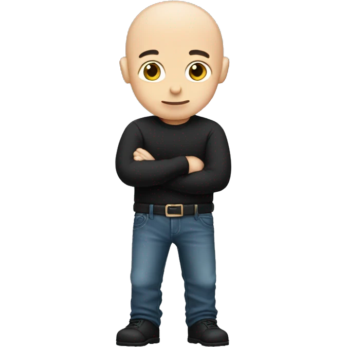 Really Shy Small bald men with black shirt and jeans  emoji