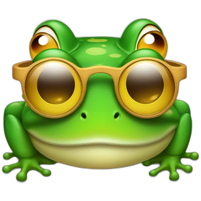 Grenouille verte avec lunette de soleil multicolore emoji