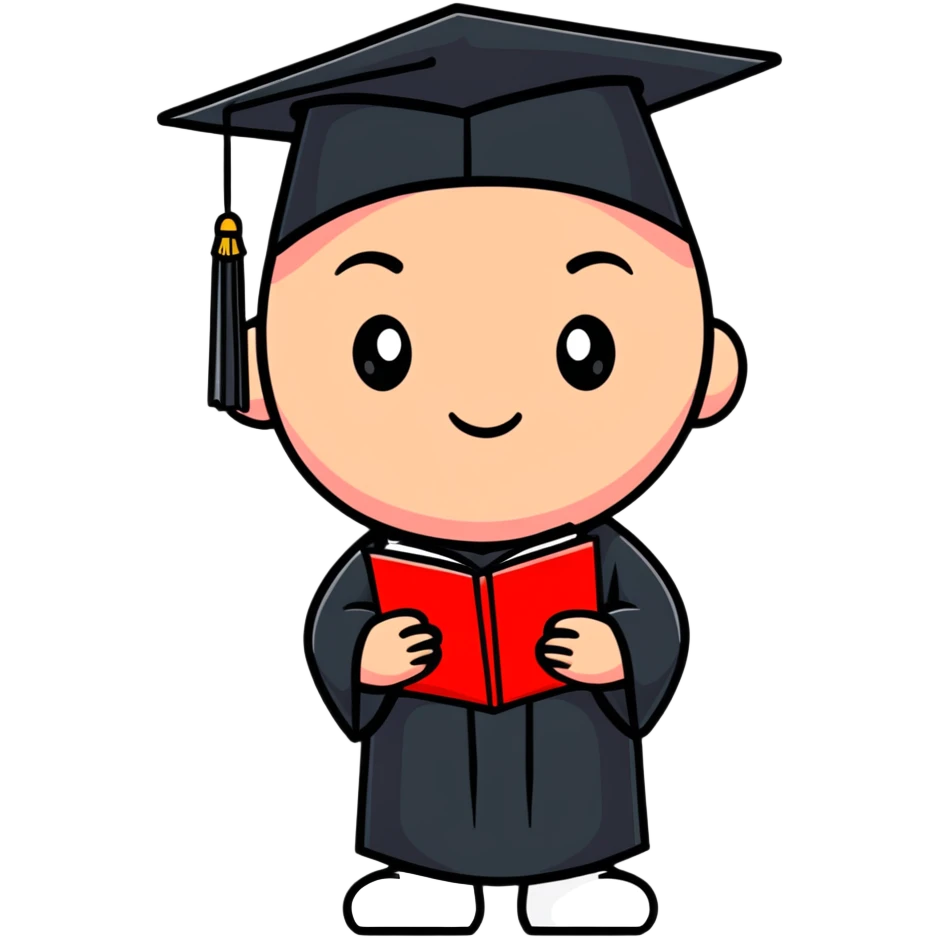 student with a red F grade, slumped posture, graduation cap emoji