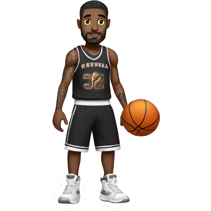 basketball player with chains on his legs and tattoos emoji