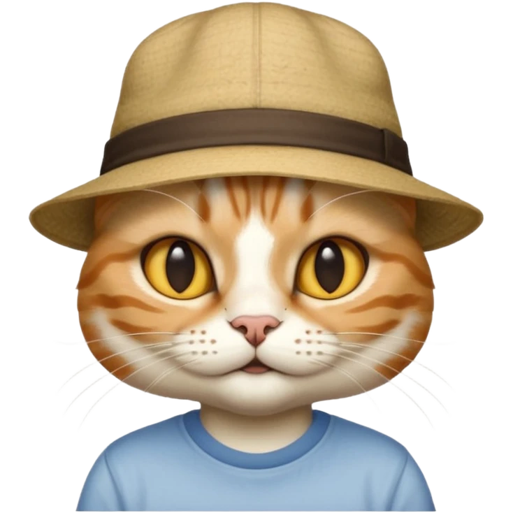 A cat that has a hat saying floor and a shirt that is saying floor emoji