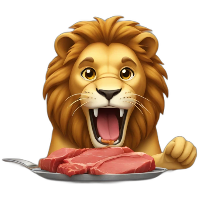 Lion eat meat emoji