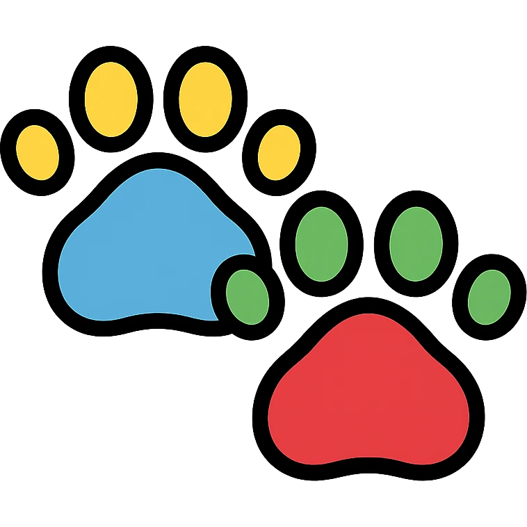 colorful outlined paws emoji