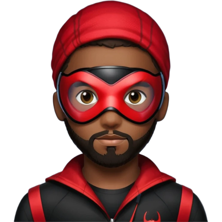 Miles Morales with beard, eye mask, low fade hair cut emoji