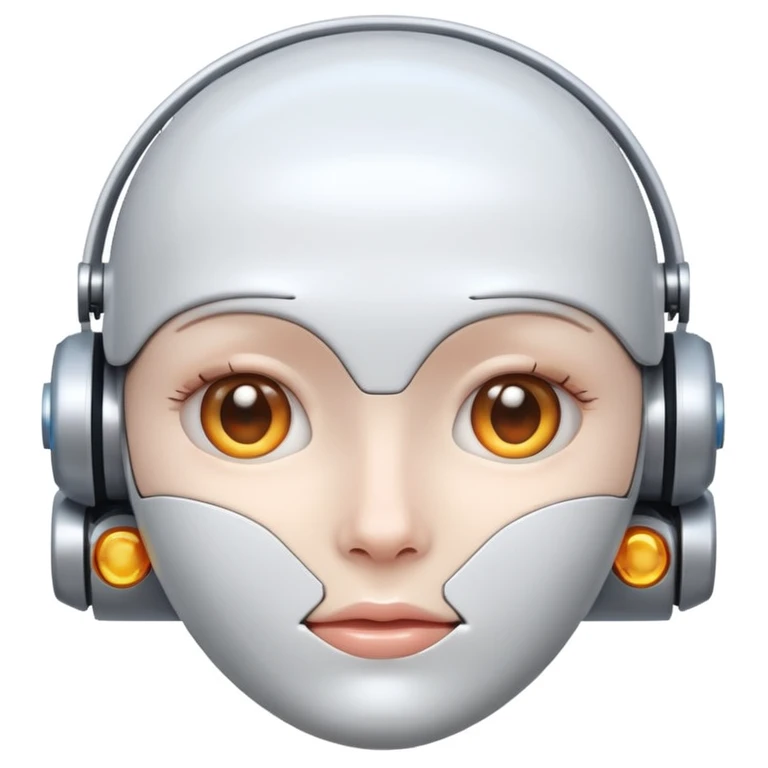 simple face with digital or robotic features, AI emoji, apple style emoji