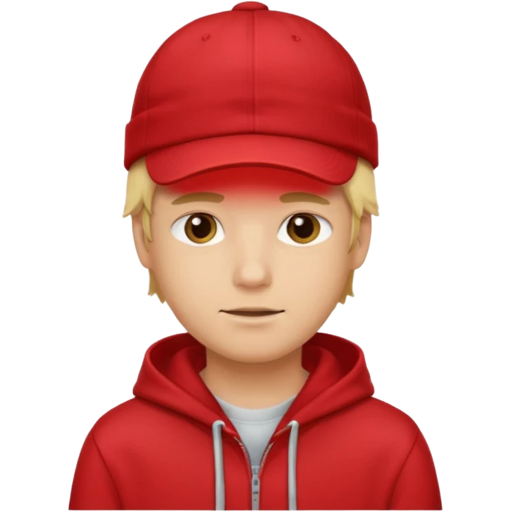 blonde guy with cap and red hoodie emoji