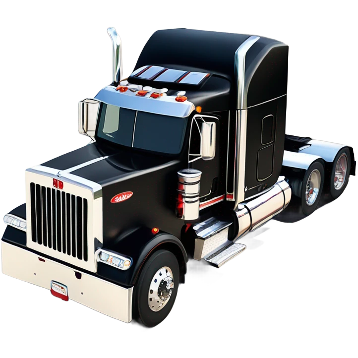 Peterbilt 389 black with red frame with flat top and slash cut exhaust stacks and dual rear tires and flat bumper emoji