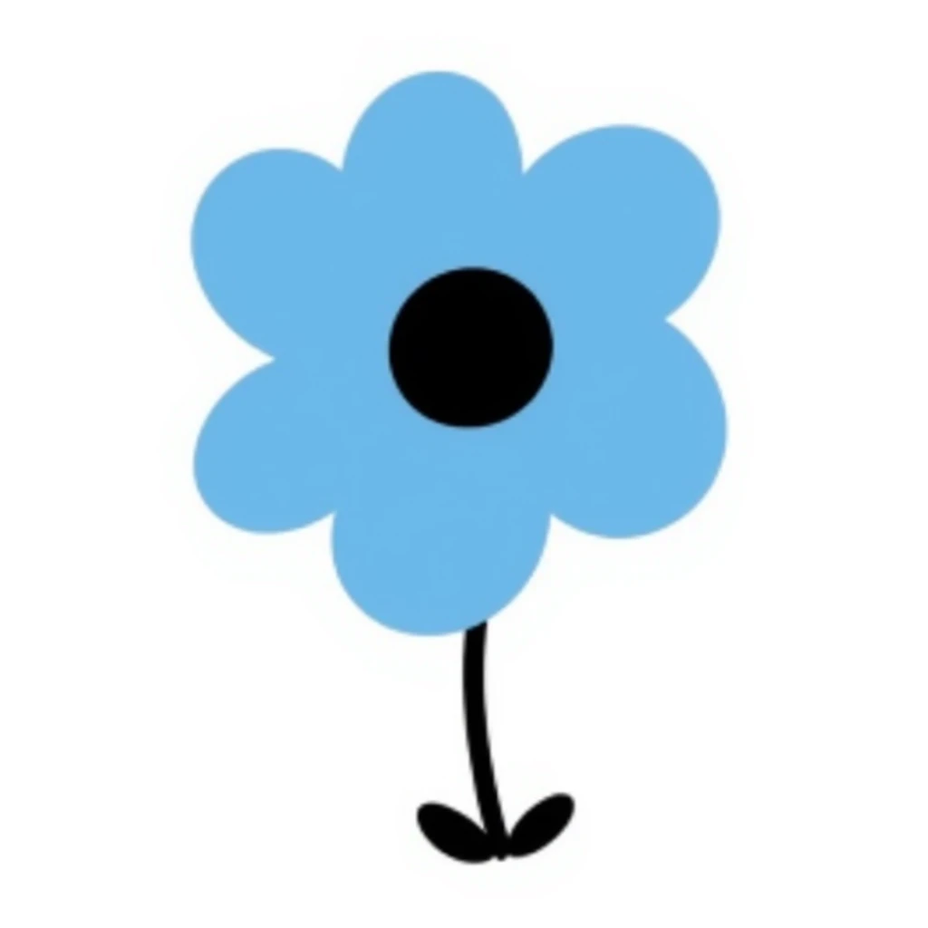 blue flower, hand drawn doodle style emoji