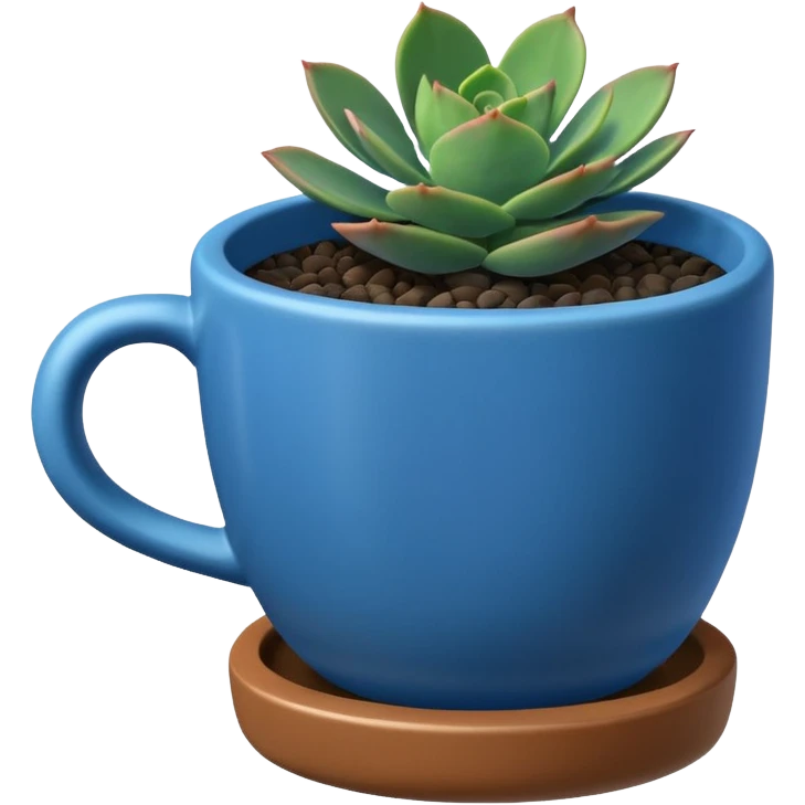 Desk Succulent Plant blue cup emoji