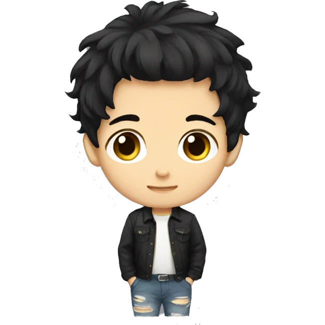 Chibi boy black hair  emoji