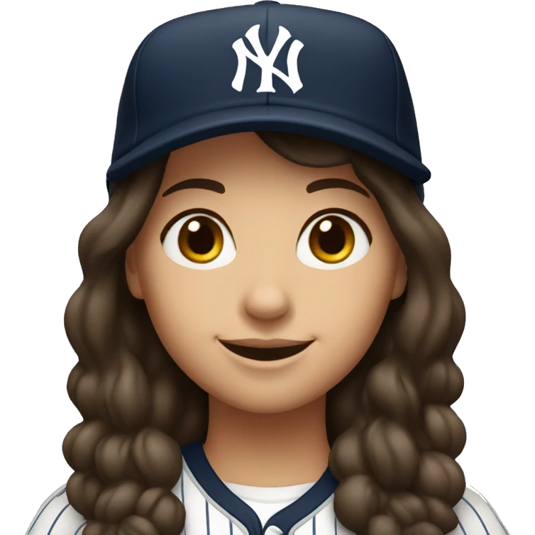 Smile brunette lady with Yankees cap emoji