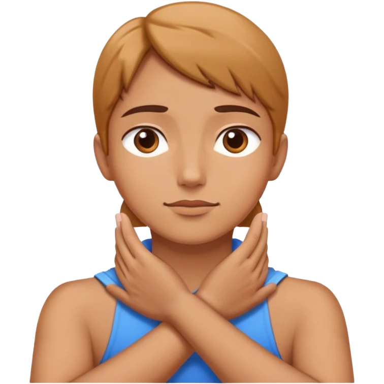 Person hands crossed around neck and looking up  emoji