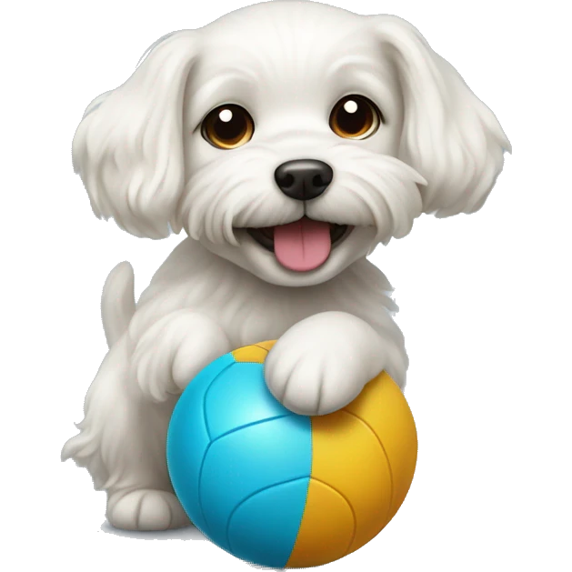 Malteese dog playing with a ball emoji
