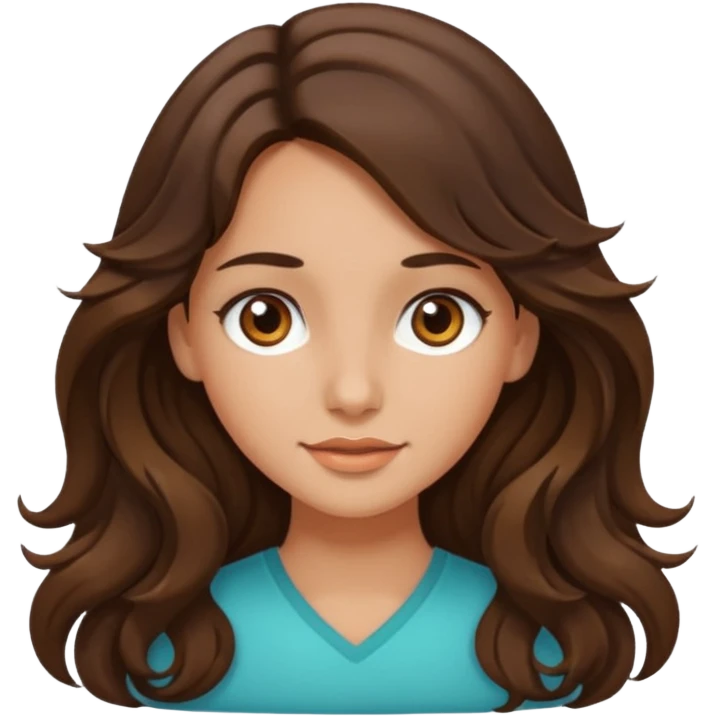 Make me a brunette girl, with brown (dark) eyes and long, wavy hair emoji