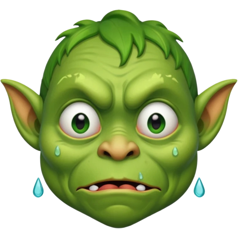 Goblin is crying with big tears in his eyes  emoji