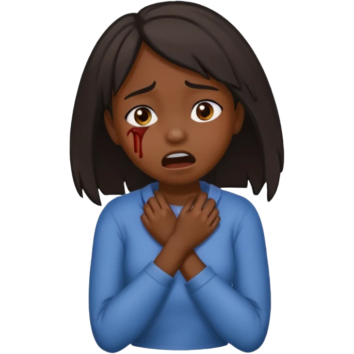 Dark skinned girl chocking herself emoji