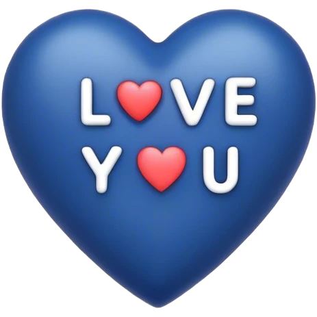 Dark Blue heart with the words Love You Ry in the middle  emoji