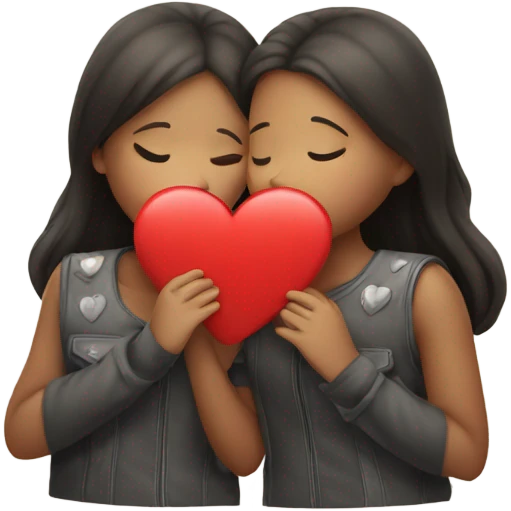 Hearts with girls kissing  emoji
