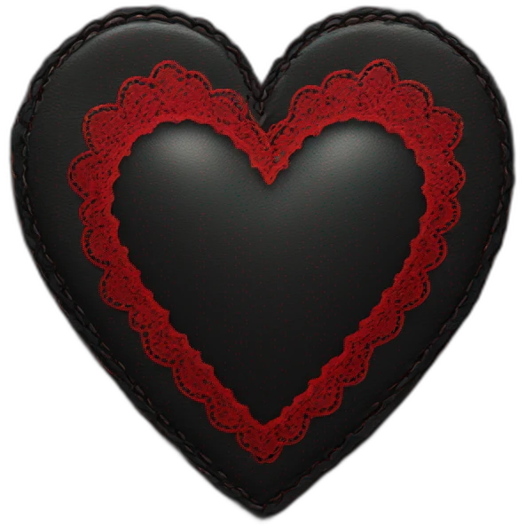 Black leather heart with red lace border emoji