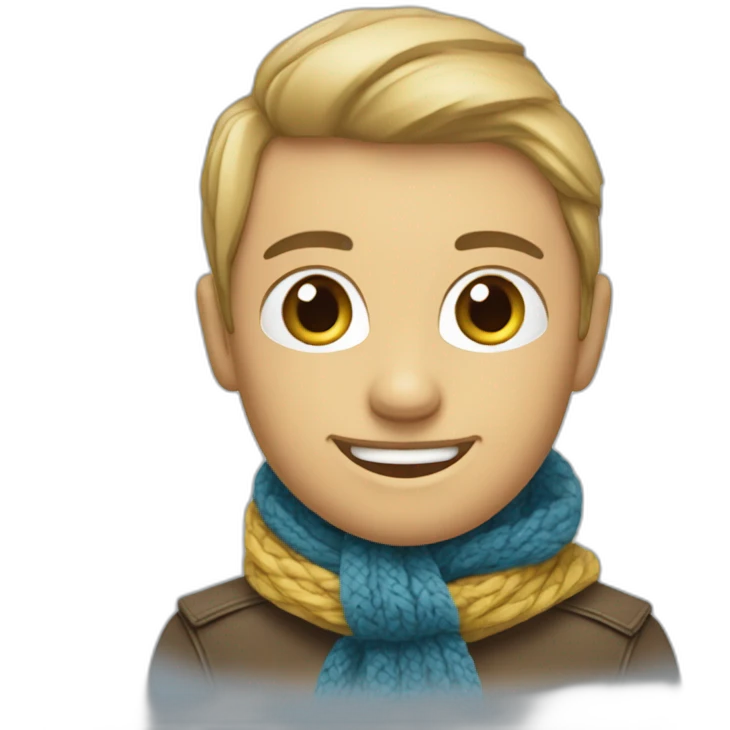 En norsk skogskatt sittandes i ett träd med blå scarf emoji