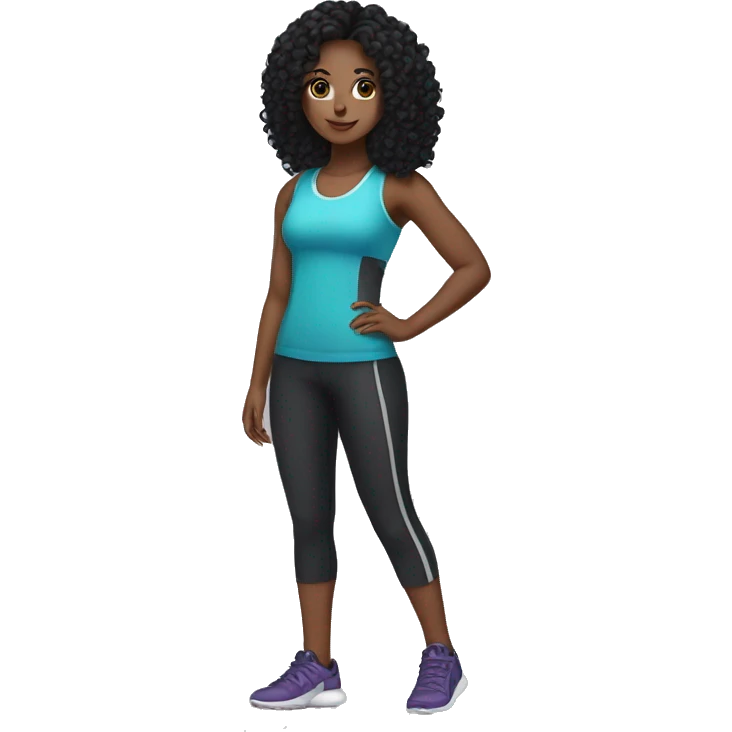 Girl with curly black hair gym outfit emoji