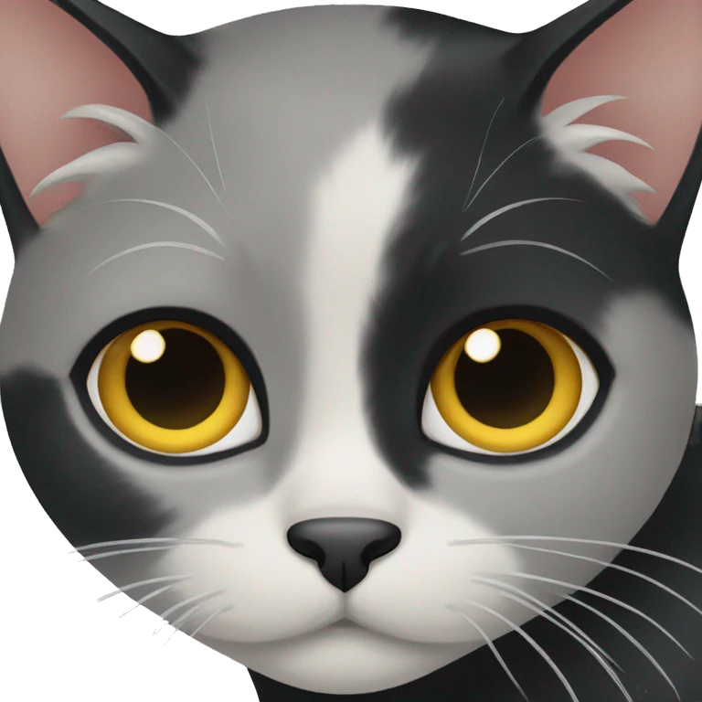 Black Calico cat with grey eyes emoji
