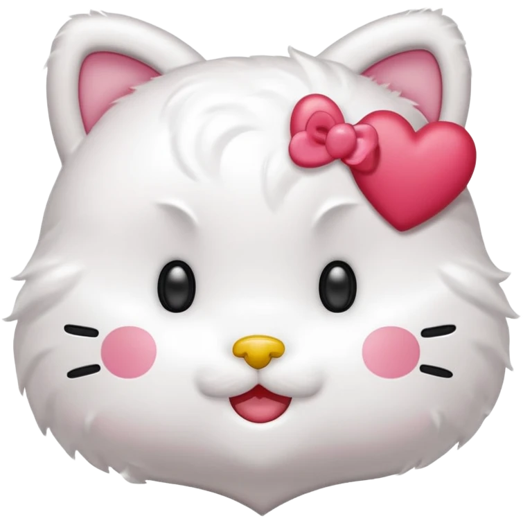 Połącz mi zwykłe hello kitty na białym tle, ale żeby ono wyglądało jak ta emotka: 🥰 emoji