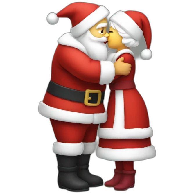 full body santa and mrs. claus kiss hug emoji