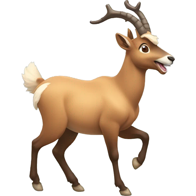 happy smiling brown chamois pointing to the left side with his hoof emoji