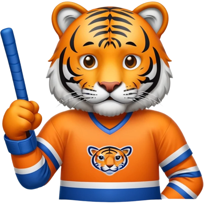 Tappara> i“Blue and orange hockey emoji celebrating victory, tiger mascot looking sad”lves emoji