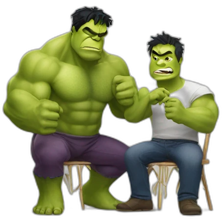 hulk and shrek eating spaghetti emoji