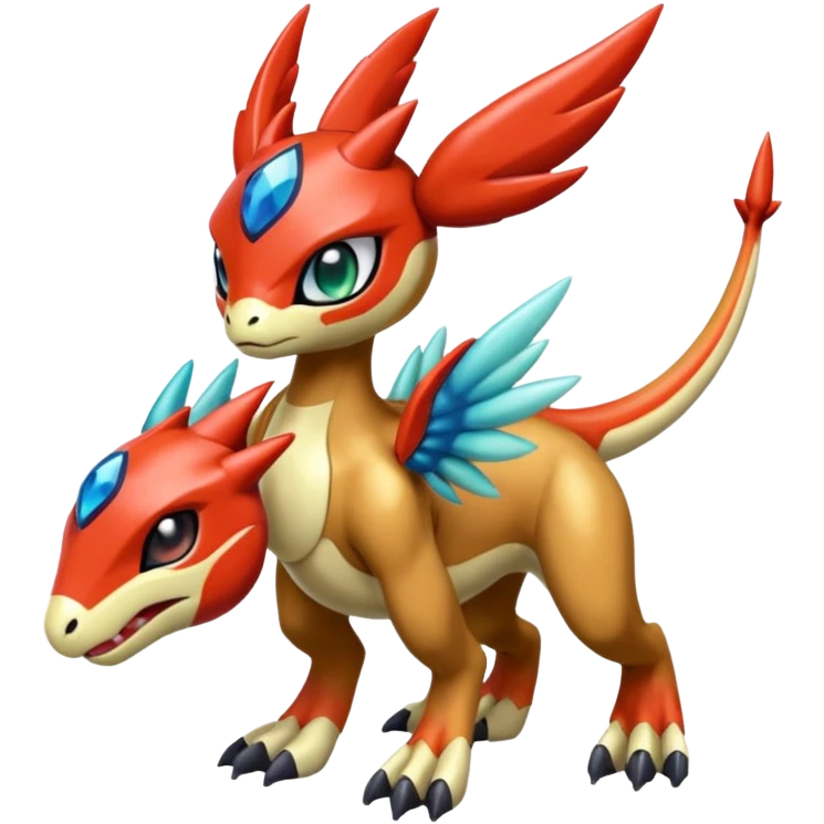 Colorful Smooth Soft Jelly-like scaley Meloetta-Guilmon-Wargreymon-Protogen-Pokémon-Digimon-Fakémon-fusion-hybrid-creature emoji