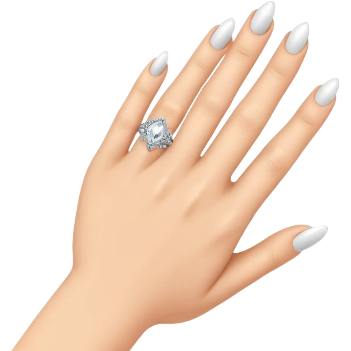 Platinum engagement ring with hand emoji