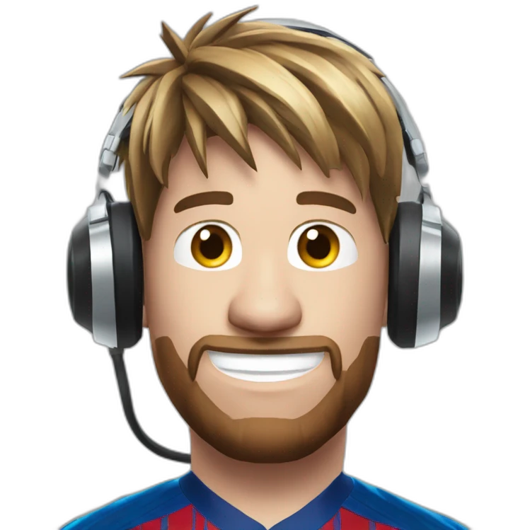 Messi avec un casque gaming emoji