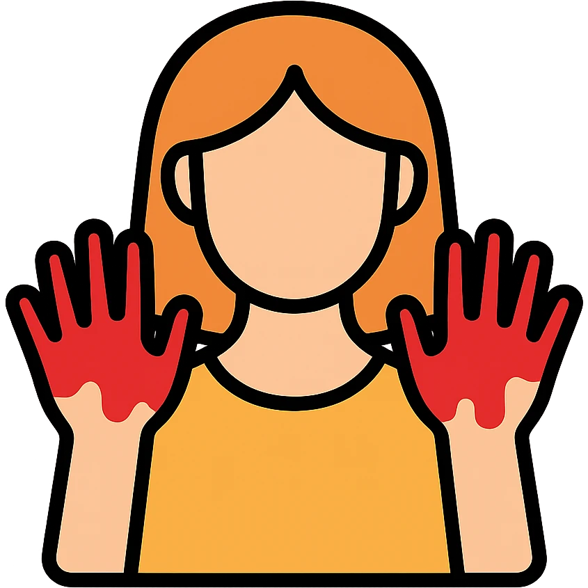 woman with blood on her hands colored icon emoji