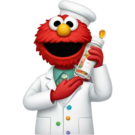 Elmo taking a medicine emoji
