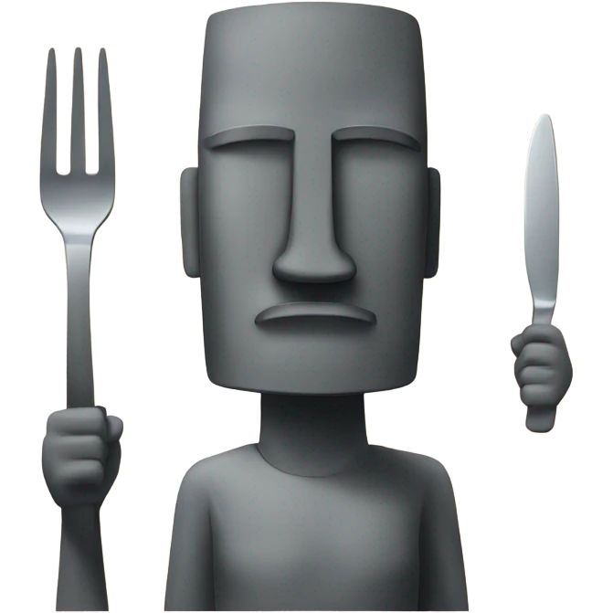 moai holding a fork emoji