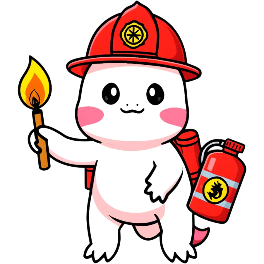 Axolotl commuting arson emoji