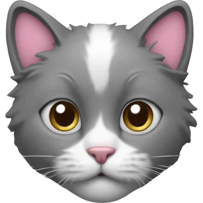 cat with grey and white fur and pink nose emoji