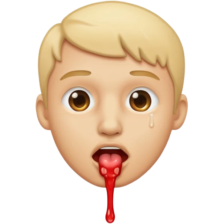 Biting lip emoji with a penis is in front dripping emoji