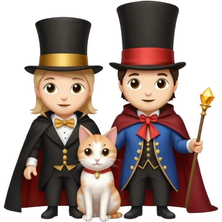 magician couple and their pet cat emoji