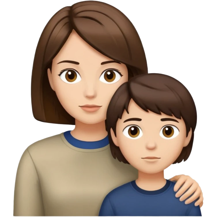 Mom brown stacked bob with boy dark hair emoji