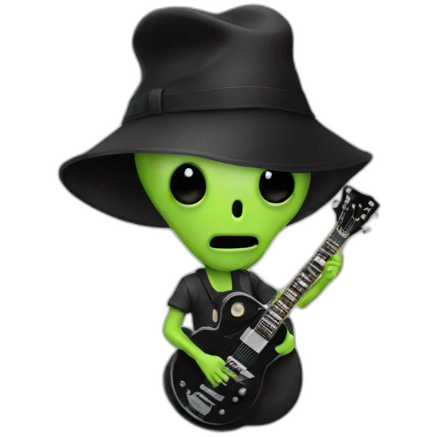 flat cap alien black guitar emoji
