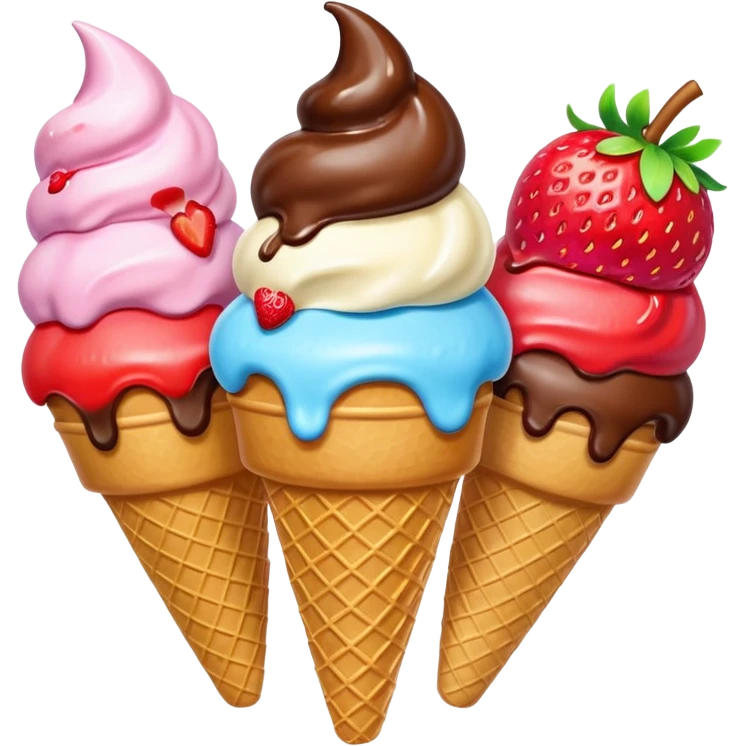 3 scoops ice cream cone emoji