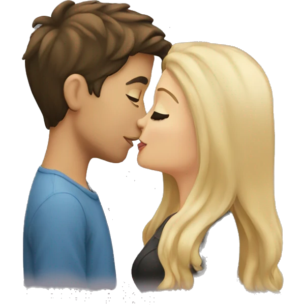 brunette girl kissing blonde boy emoji