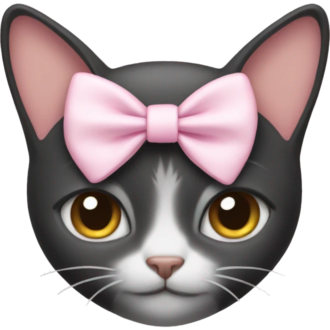 Cat with a light pink bow emoji
