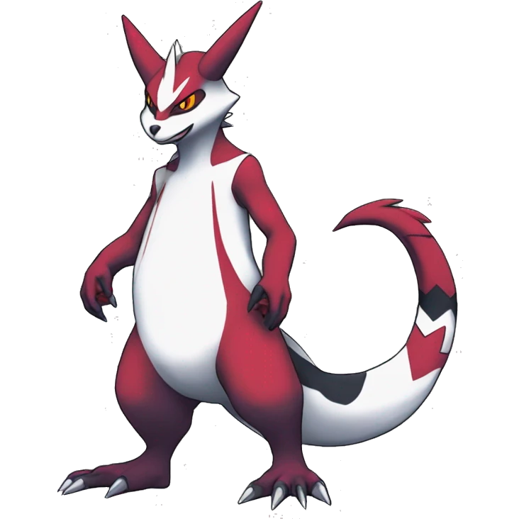 Cool Edgy Zangoose-Seviper Fakémon Digimon with Edgy markings, full body, outlined emoji