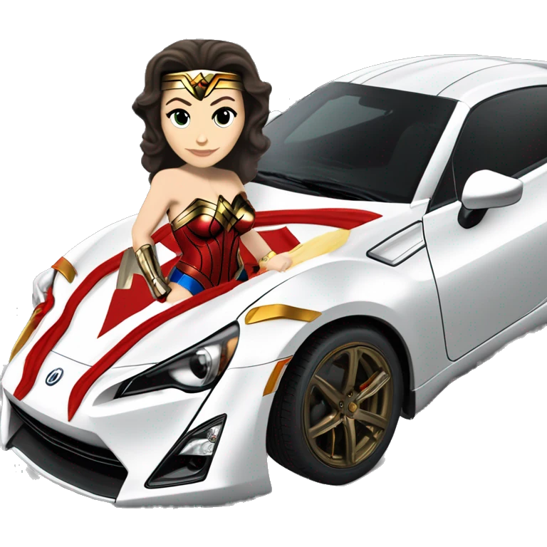 Linda Carter as Wonder Woman Long wheelbase widened Scion FR-S hypercar emoji